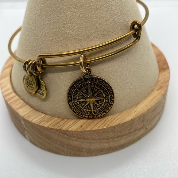 Alex and Ani True Direction Charm Bangle Bracelet/Rafaelian Gold/Good Condition - Picture 2 of 6